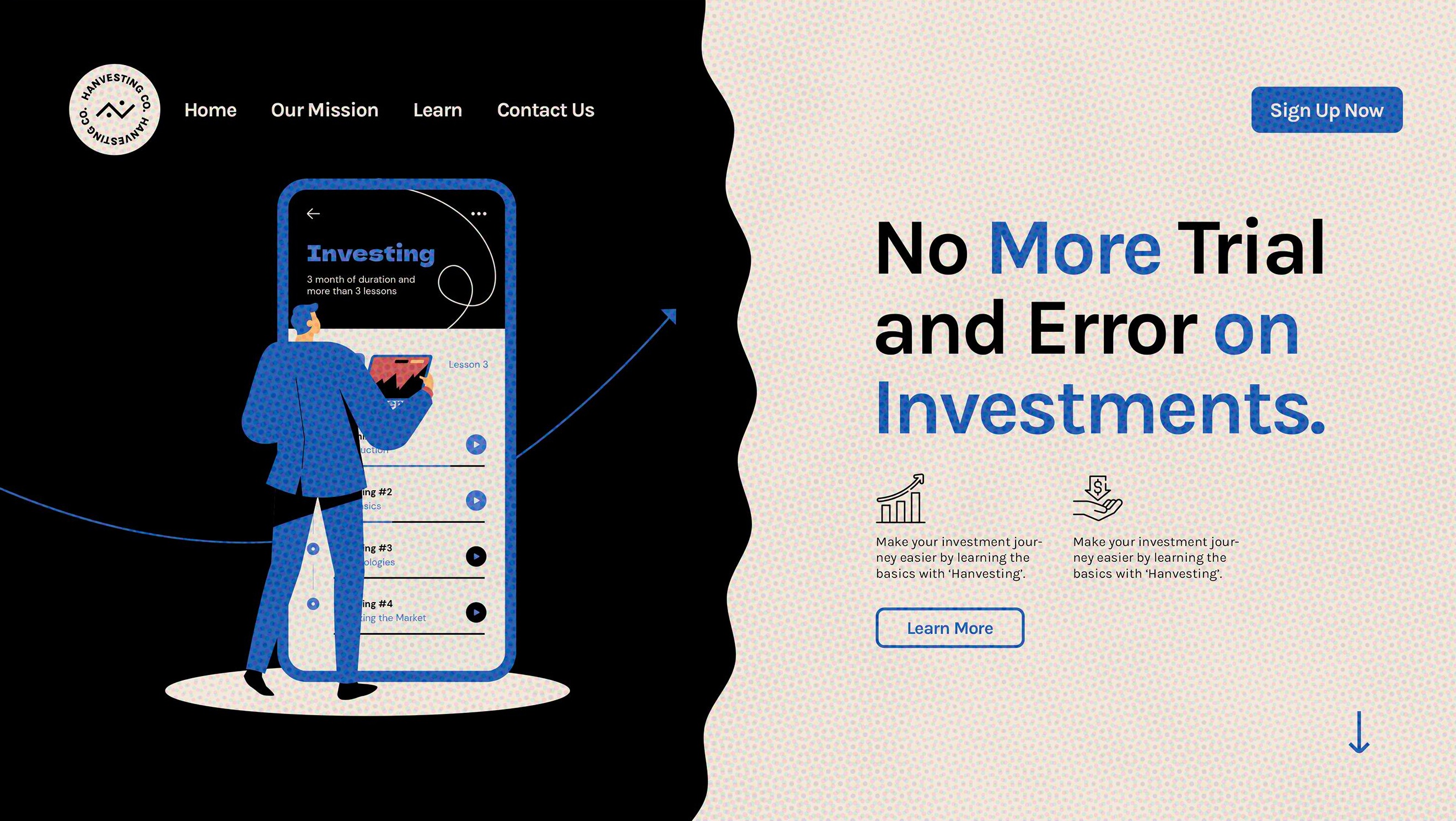 Hanvesting - Investment education platform with interactive lessons and user-friendly interface